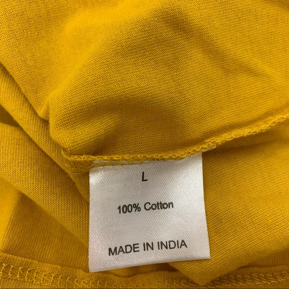 Peace Love Unity & Respect Mustard Yellow Hippie Cropped Tee New Nwt Size Large - Picture 8 of 11